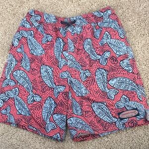 Vineyard Vines Coral and Light Blue Fish Pattern Shorts